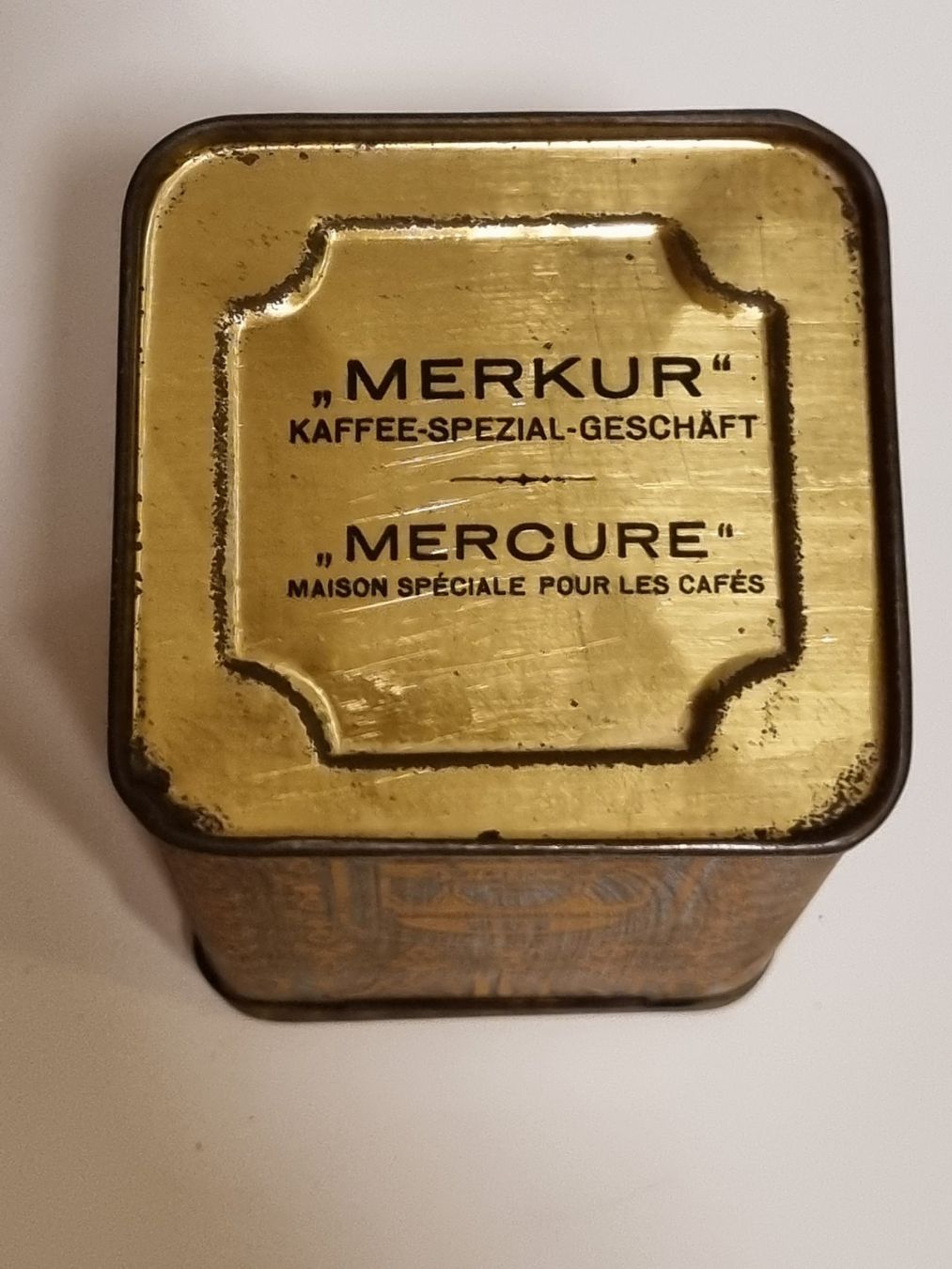 Barattoli: Antike Blechdose MERKUR Kaffee orientalisch – Usato da Scharnachtal venduto da devin03 4