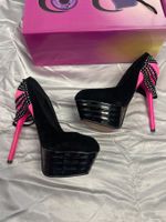 Plateau Stiletto Pumps schwarz/pink Gr 37 Neu