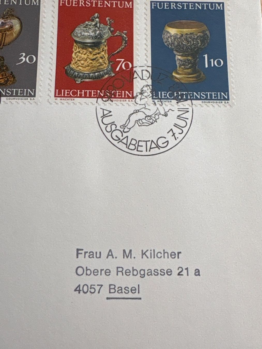 Tutti i francobolli: Liechtenstein Ersttagsbrief 7.Juni 1973 Vaduz – Usato da Ibach venduto da lisch3 3