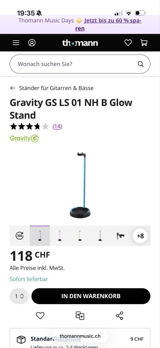 Supporti a parete: Thomman LED Gitarrenhalterung – Nuovo (secondo la descrizione) da Rorschach venduto da man_kk2w 5