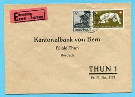 Express - Brief von Münsingen nach Thun 1950