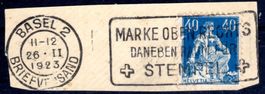 HELVETIA MIT SCHWERT MIT WERBESTEMPELT AUF FRAGMENT - DI238