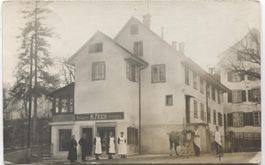 Landwirtschaft/Metzgerei 1923 mit Kuh Salmsach TG?