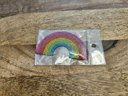 Glitzer Strass Regenbogen Bügelbild Aufnäher Neu