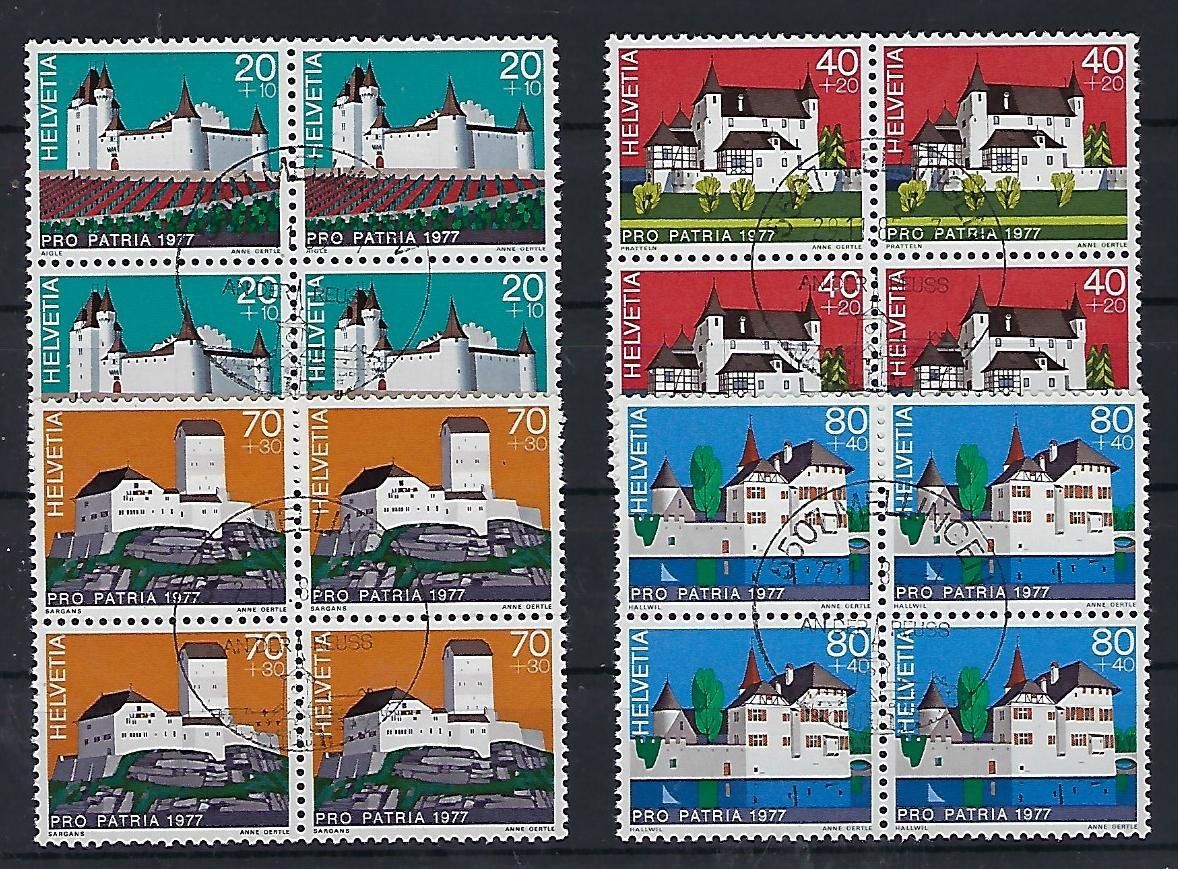 Alle Briefmarken: Pro Patria Viererblocks 1977 gestempelt   15136 – Gebraucht aus Lunden von Animus999