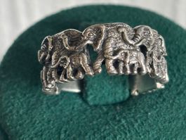 Bague Éléphants en argent 925 ,taille 56,