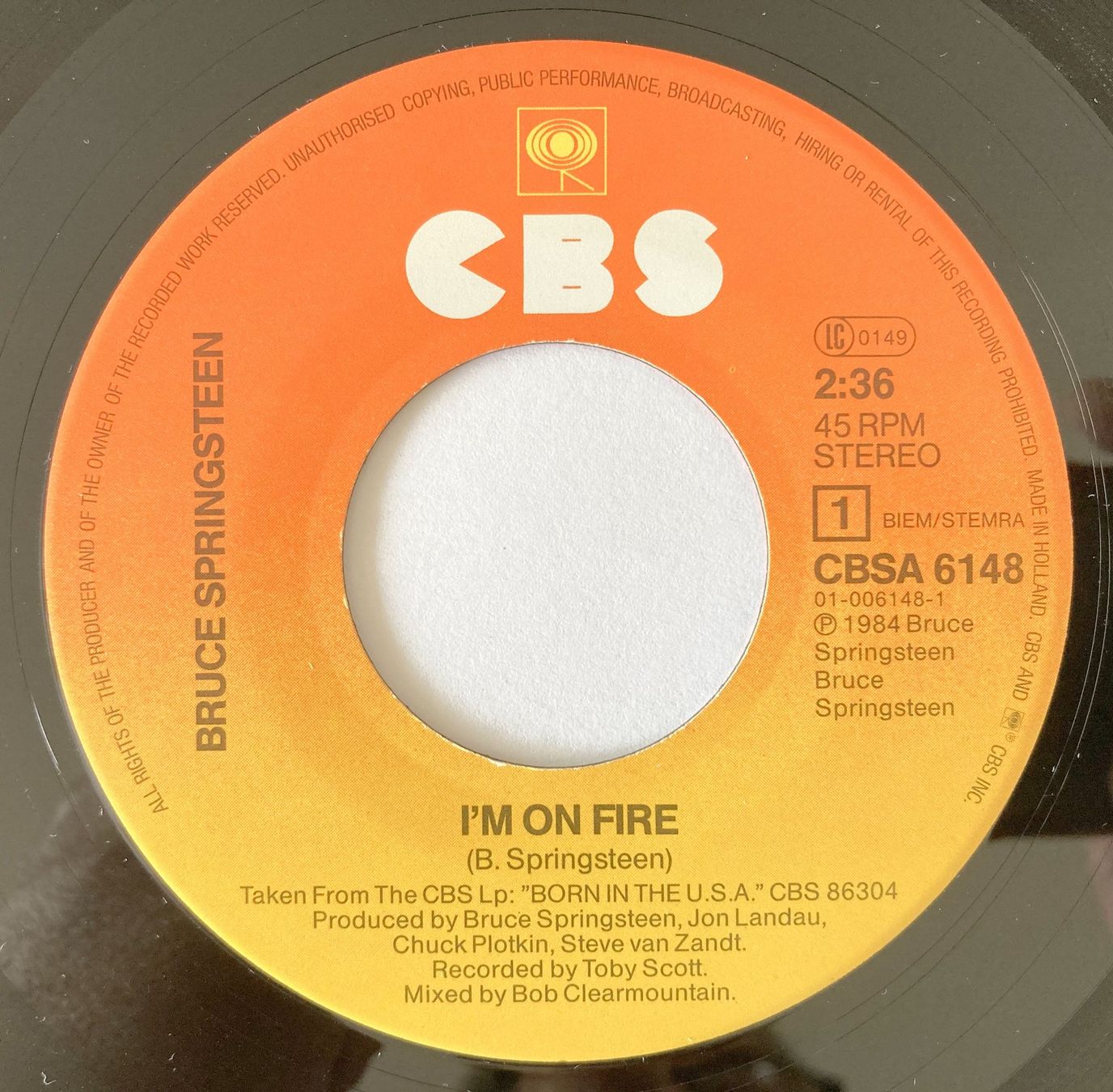 Schallplatten: BRUCE SPRINGSTEEN - I'M ON FIRE – Gebraucht aus Bottens von hotter-than-hell 2