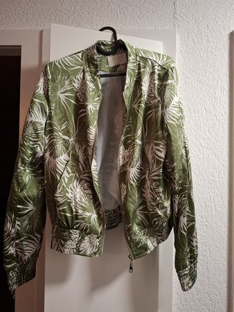 Bomberjacke HF Paris Blätterdruck grün weiss Grösse M