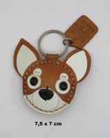 Schlüsselanhänger - CHIHUAHUA - Handarbeit aus Leder 7,5x7cm