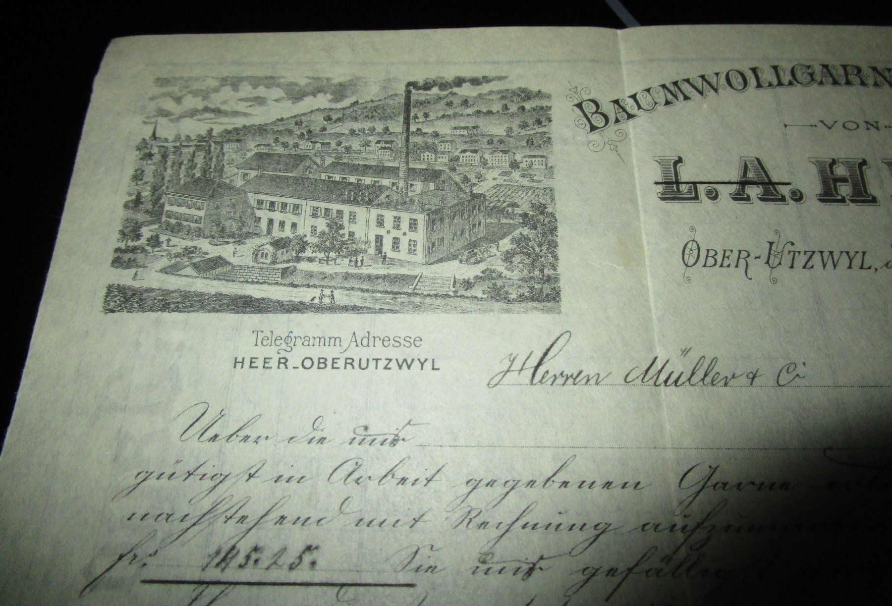Documenti: Ober-Utzwyl 1895 Briefkopf Heer – Usato da Wädenswil venduto da Freizeitspass11