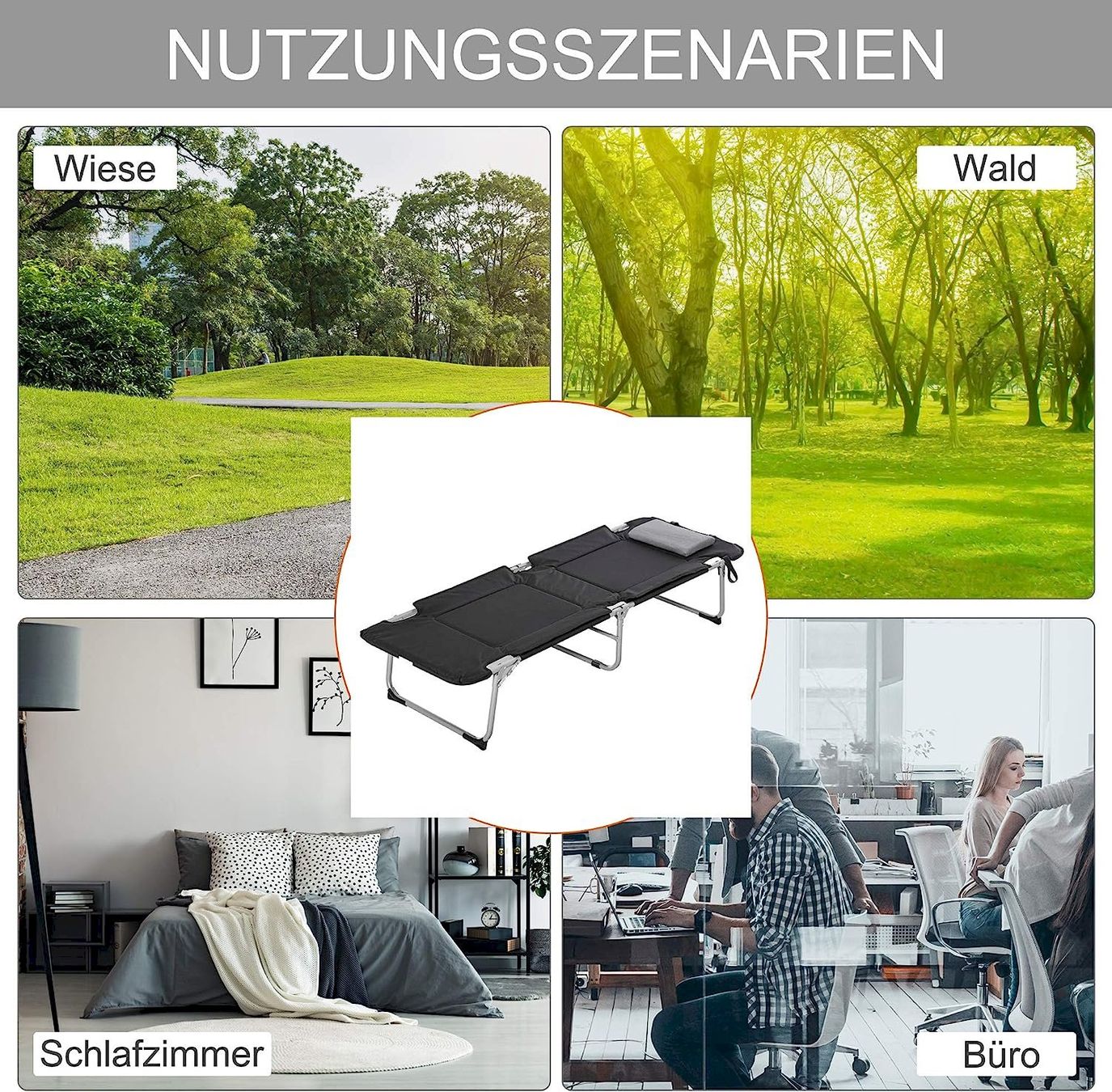 Sedie a sdraio: Outsunny Campingbett Schwarz – Nuovo e nell'imballaggio originale da Bottighofen venduto da zaap 6
