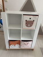 Kinderregal weiss mit drei Stoffboxen gebraucht
