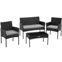 Rattan Gartenset für 4 Personen Sitzgruppe DELVARA