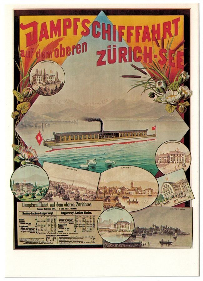 Cartoline postali: Plakat Dampfschiffahrt Oberer Zürichsee – Usato da Frauenfeld venduto da POML