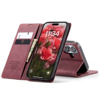 iPhone 17  - étui à rabat portefeuille antichoc rouge