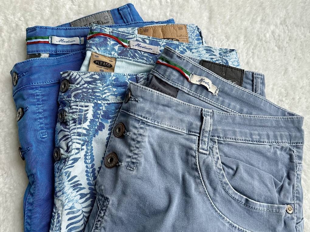 Please Jeans Pantaloni: 1x Blättermotiv Please Hose P78 Gr.M – Usato da Wilen b. Wollerau venduto da chocolady