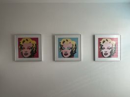 3x Marilyn Monroe Pop Art Bilder – gerahmt – 53 x 53 cm