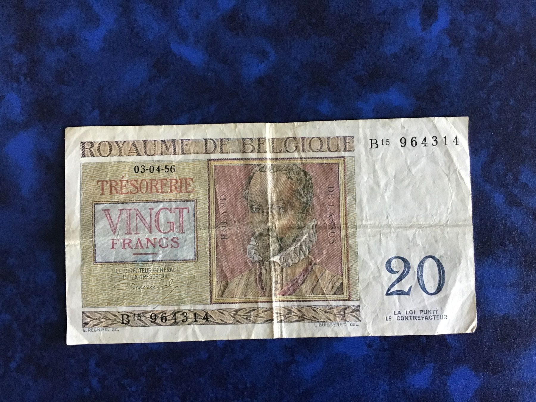 Banconote: Belgien 20 Francs, 1956 – Usato da Urtenen-Schönbühl venduto da absolut08 1