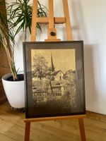 Gerahmtes Bild von Georges Bodmer. Kirche Uitikon. Rarität!