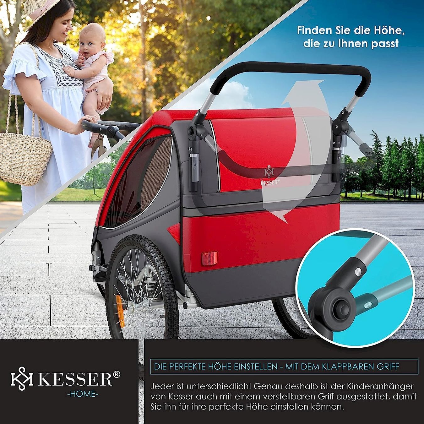 Rimorchi per biciclette: Kesser Kinderanhänger 2in1 rot – Nuovo e nell'imballaggio originale da Bottighofen venduto da zaap 7