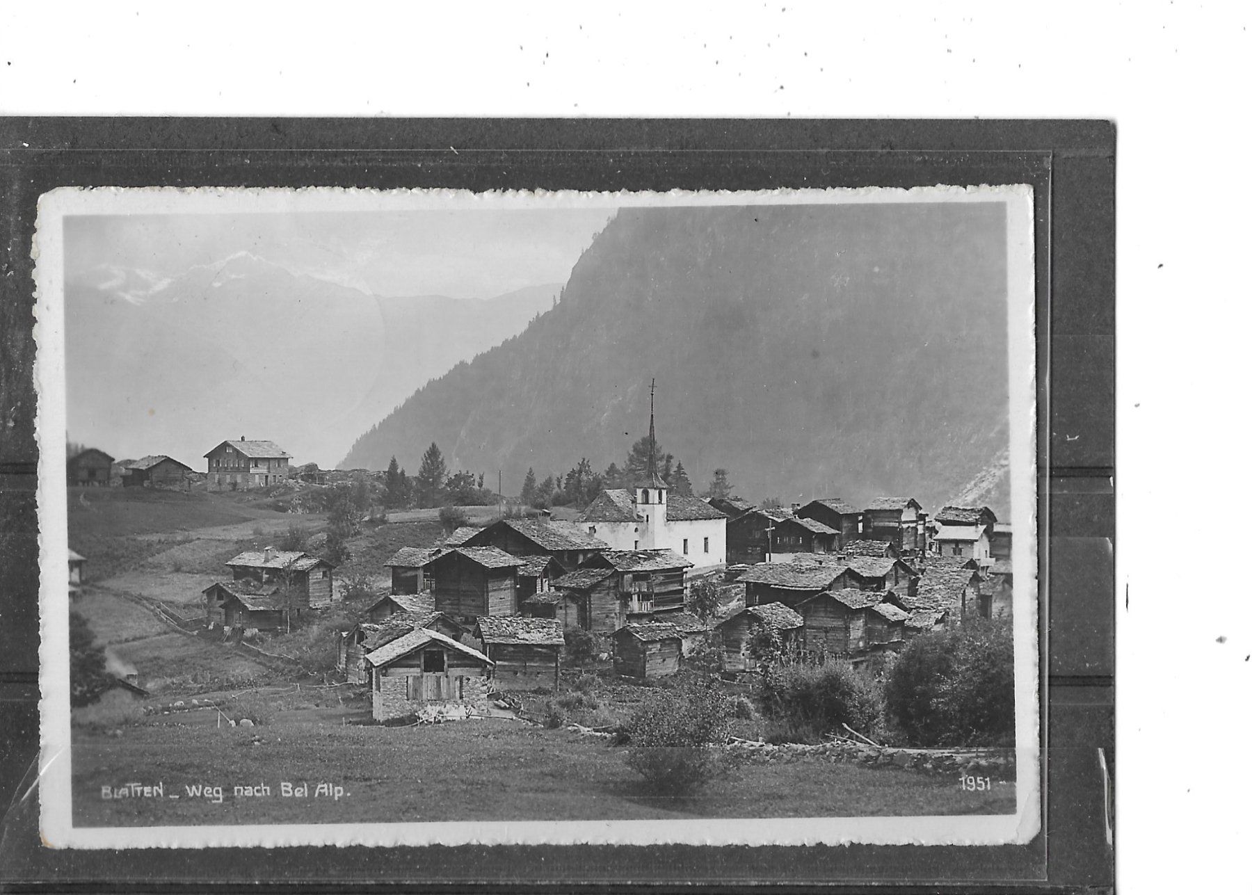 Cartoline postali: VS Blatten 1949 Weg nach Bel Alp – Usato da Schocherswil venduto da Wilare