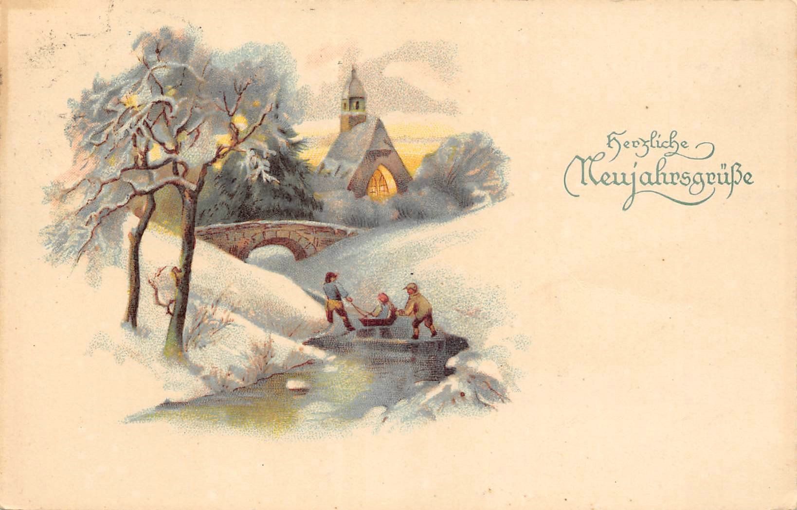 Cartoline postali: Flusslandschaft im Winter – Usato da Ottikon b.Kemptth. venduto da Neptun1974