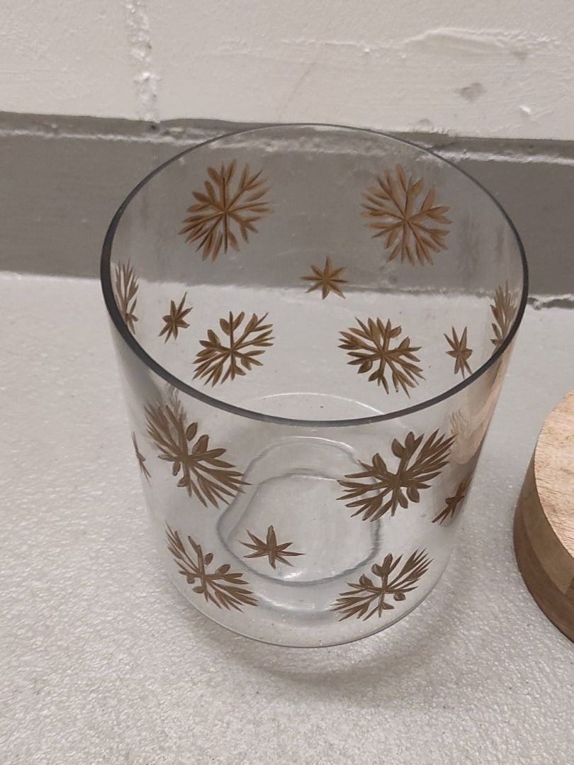 Portacandele: Windlicht Glas mit goldigen Schneeflocken – Usato da Rümlang venduto da Trojka25 2