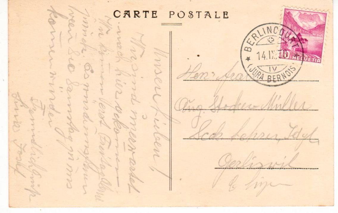 Cartoline postali: Berlincourt  1938 – Usato da Wolhusen venduto da Curver9 1