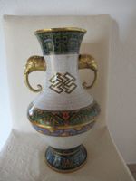 alte vintage Chinese Cloisonné Vase mit Elefantenkopf-Griffe