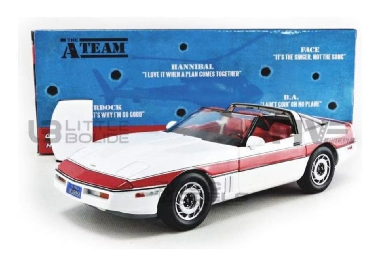 Chevrolet Modellautos: A-Team Corvette C4 Weiss-Rot  1:18 – Neu (gemäss Beschreibung) aus Basel von Zomeg