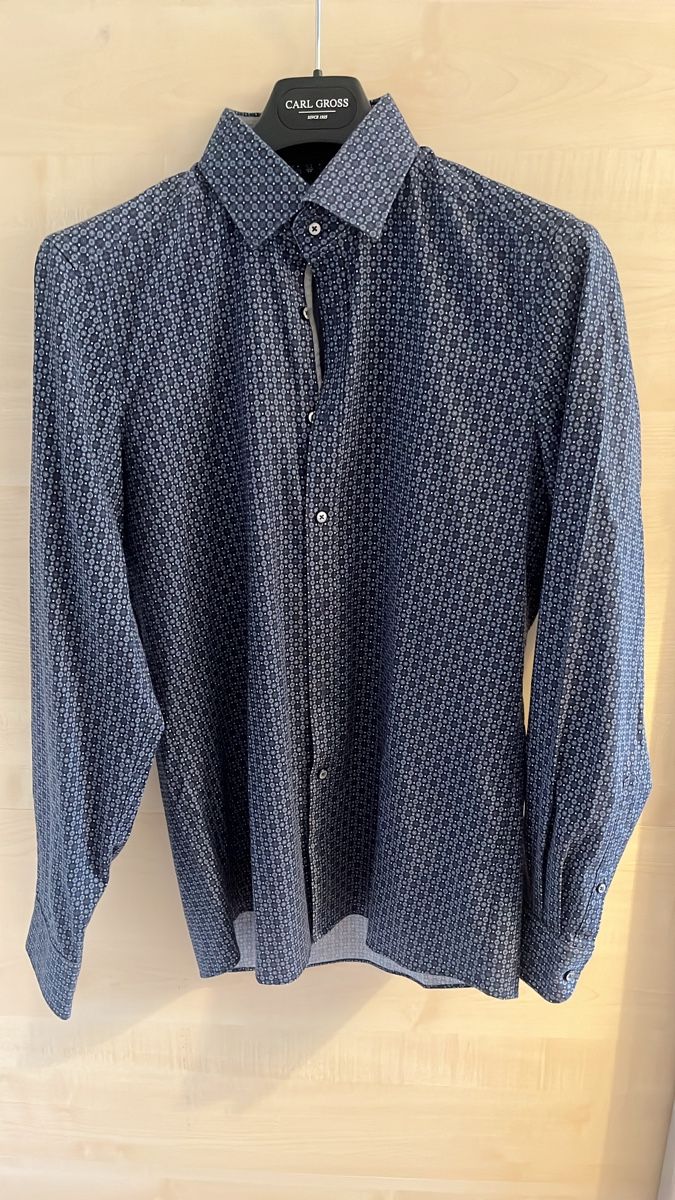 Camicie: OLYMP Men's Blue Patterned Long-Sleeve Shirt - Size 39 – Usato da Aarau venduto da Better_Buy_From_Stef