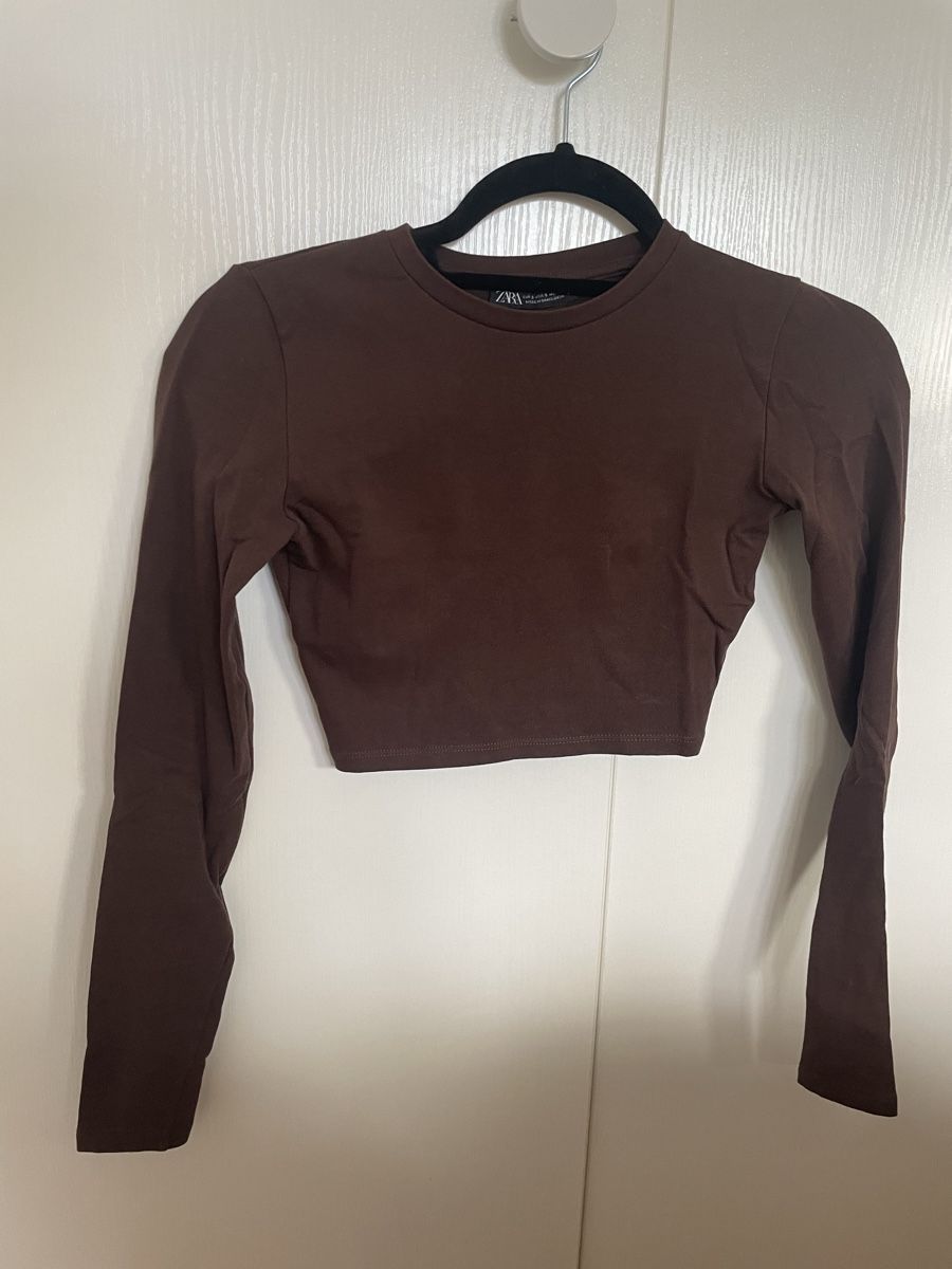 Zara Top: Haut court ZARA marron, taille S – Usato da Châtelaine venduto da nan_j75j 1