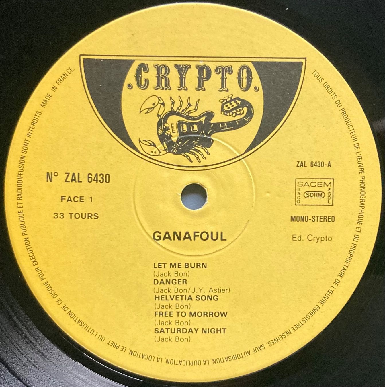 Dischi in vinile: GANAFOUL - SATURDAY NIGHT – Usato da Poliez-Pittet venduto da Newtown-Records 2