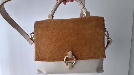 Handtasche ZARA cognac/weiss Kunstleder