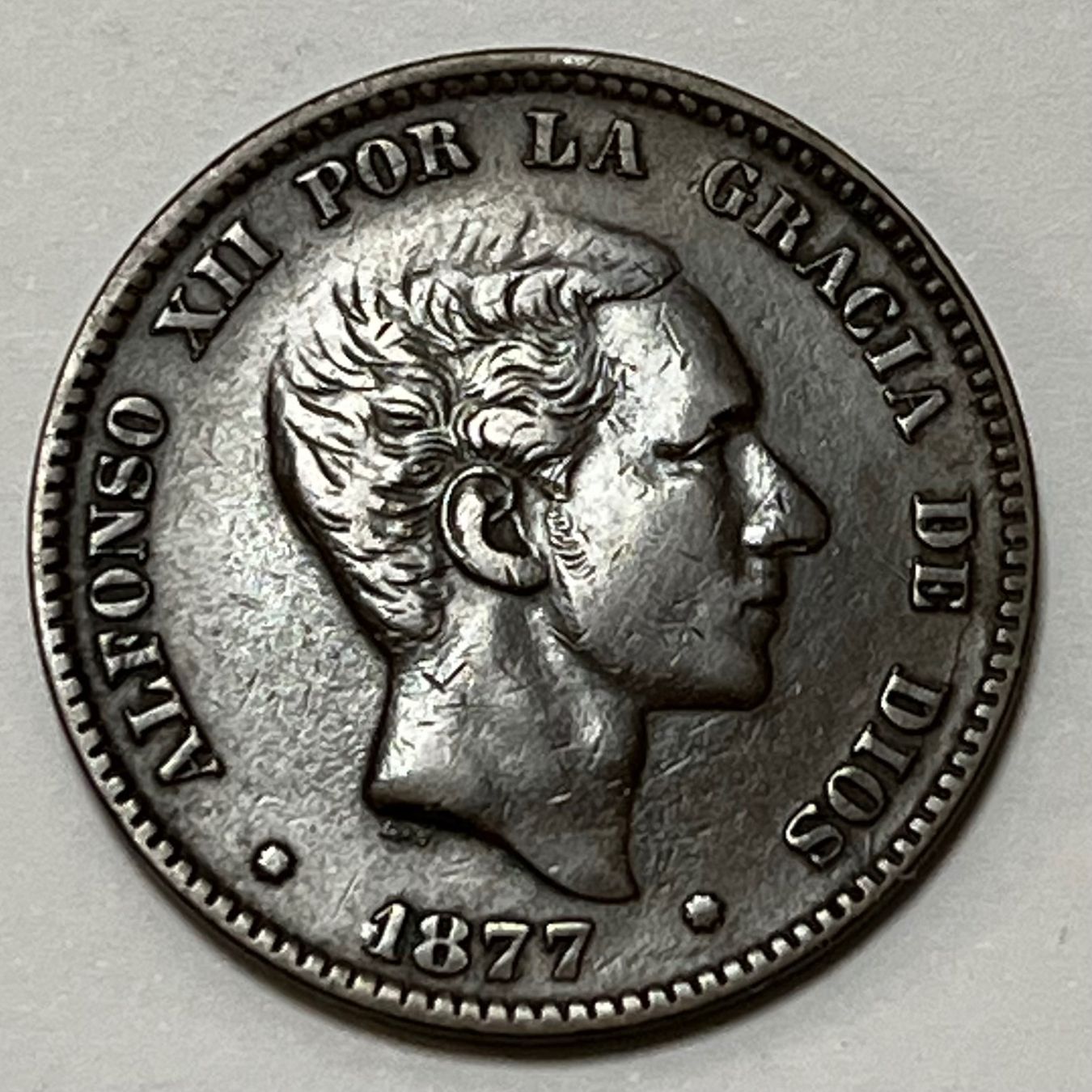 Tutti le monete: 10 Centimos - Alfonso XII - Spanien - 1877 – Usato da Dietikon venduto da Numis8953 1