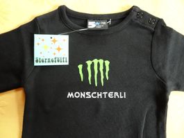 NEUER Body schwarz "Monschterli" Gr. 74/80 - 260758