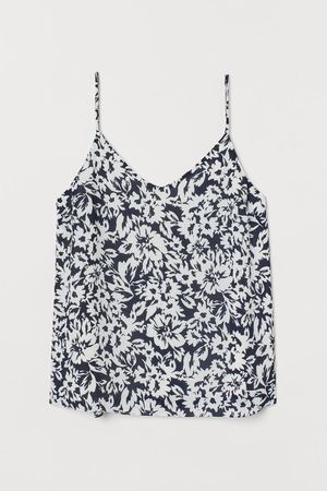H&M Floral camisol Top 42 Black White Romantic Trägertop NEW