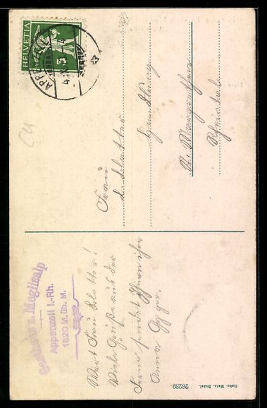 Cartes postales: AK Meglisalp, Wanderer vor der Kirche – D'occasion à Berlin par bartko-reher 1