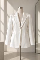 Damen Blazer weiss tailliert klassischer Schnitt neu