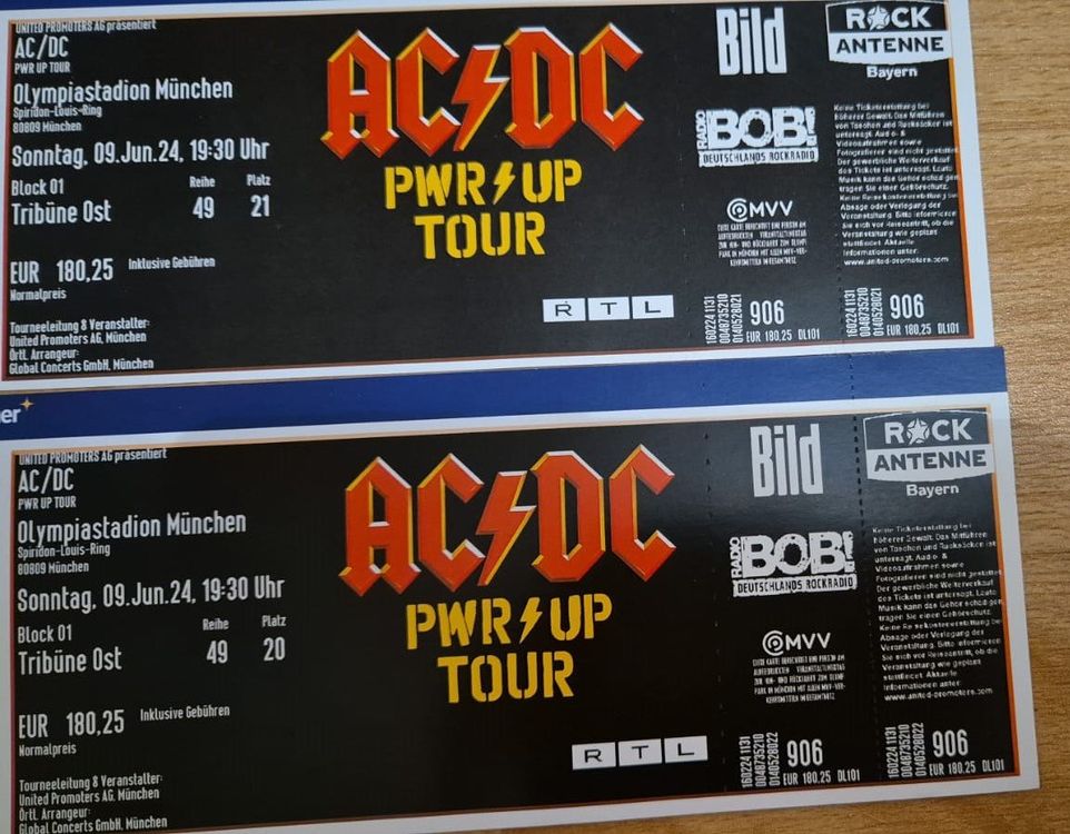 2 Tickets AC/DC München Sitzplatz (Neu und originalverpackt) in ...