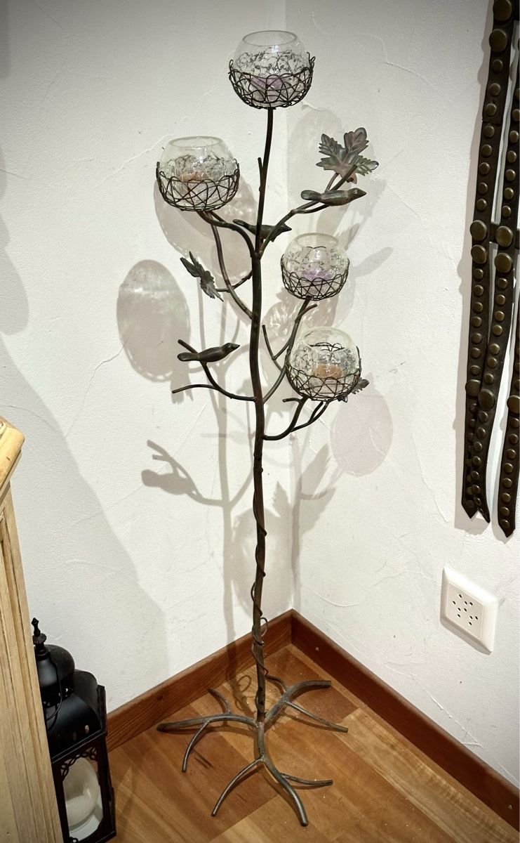 Portacandele: Exklusiver Kerzenständer Messing/Glas antik Blumen-/Baumform – Usato da Ebnat-Kappel venduto da BoutiqueBijoux 1