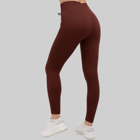 Leggings Seamless Yoga Blickdicht Push Gym Braun XXL YAKWARY