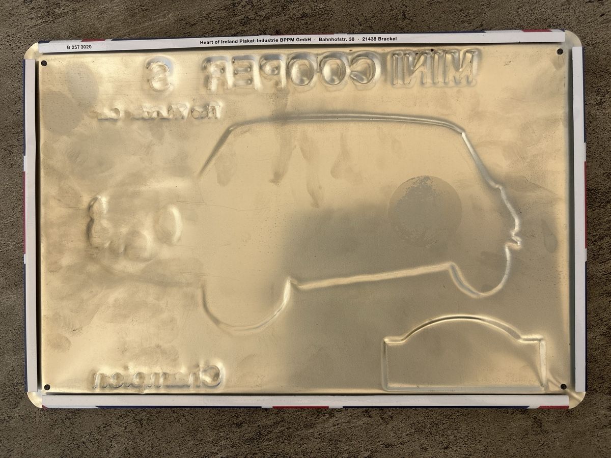Alle Dekorationen: Blechschild mit Mini Cooper S Motiv – Gebraucht aus Rümlang von euqinom16 1