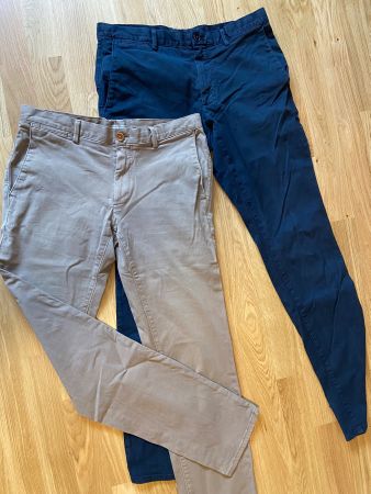 Mango Man Chinohosen Set Dunkelblau & Beige W32