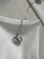 Pendentif coeur en argent sterling 925 et péridot 💚✨ (53)