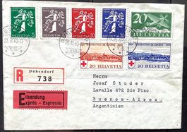 1940 Schweiz Dekorativer R- Express Brief nach Argentinien