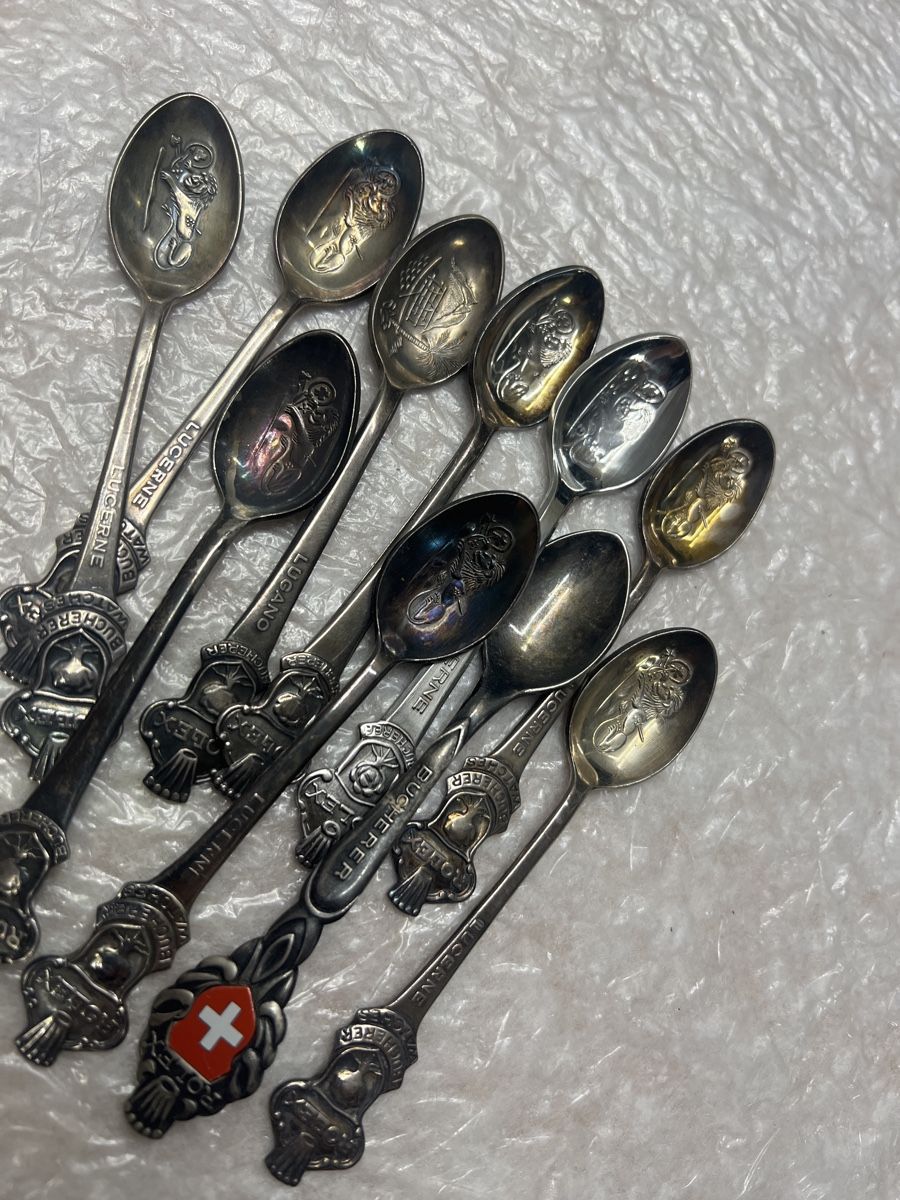 Cucchiai: Set Vintage Schweizer Löffel, Rolex, Bucherer, Lucerne – Usato da Rotkreuz venduto da perlengott 2