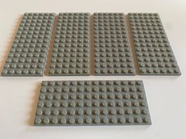 LEGO - 5 - GRAUE - PLÄTTLI - 14 X 6 - NOPPEN