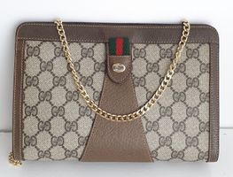 Gucci Vintage Clutch/Crossbody Tasche Leder Braun