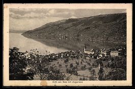 AK Arth am See, Gesamtansicht mit Zugersee